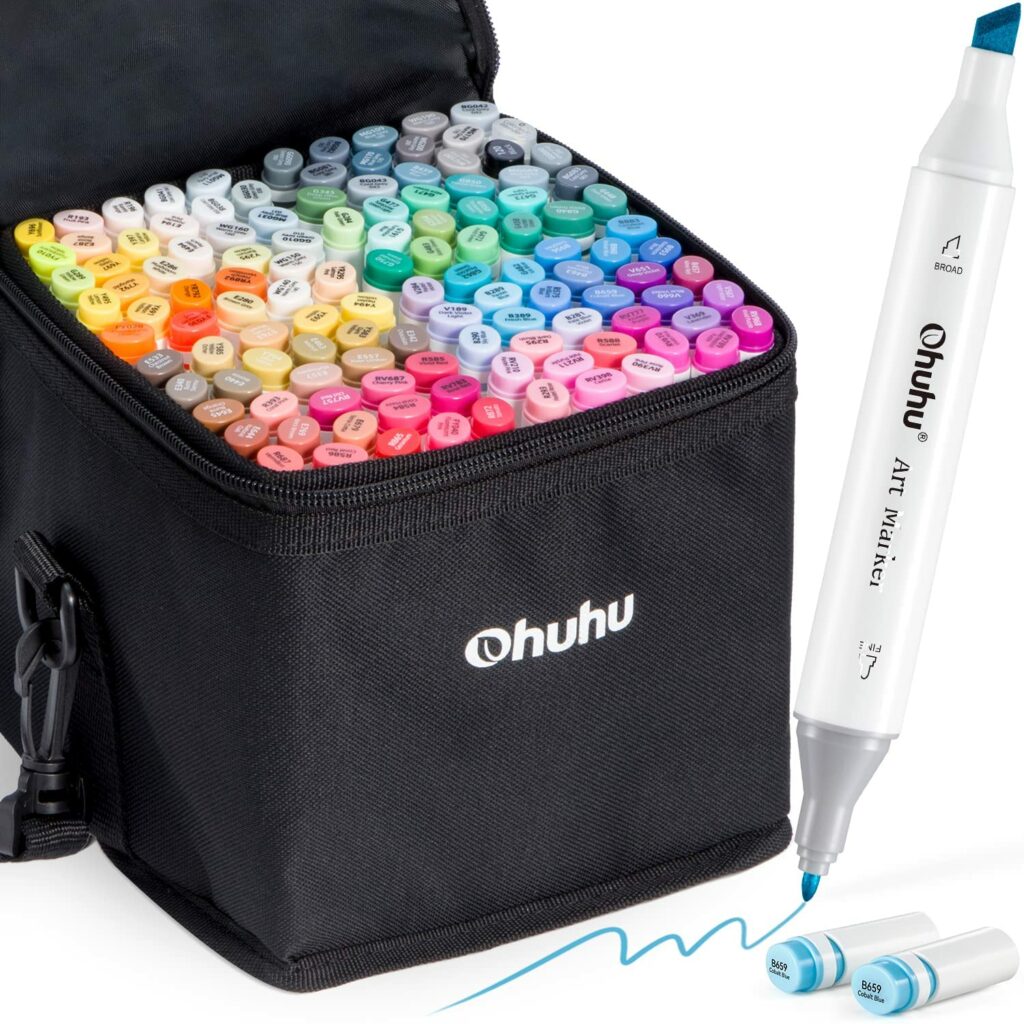 Ohuhu Alcohol Based Markers, Dual Tip, Brush & Chisel 216 Unique ...