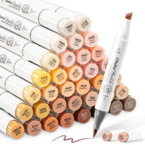 Ohuhu Alcohol Based Skin Tone Markers Dual Tip Brush & Chisel 36 Colours Honolulu Series