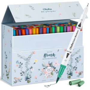 Ohuhu Water-based Dual Tip Fineliner & Brush Drawing Art Pens 160 Colours Maui Series