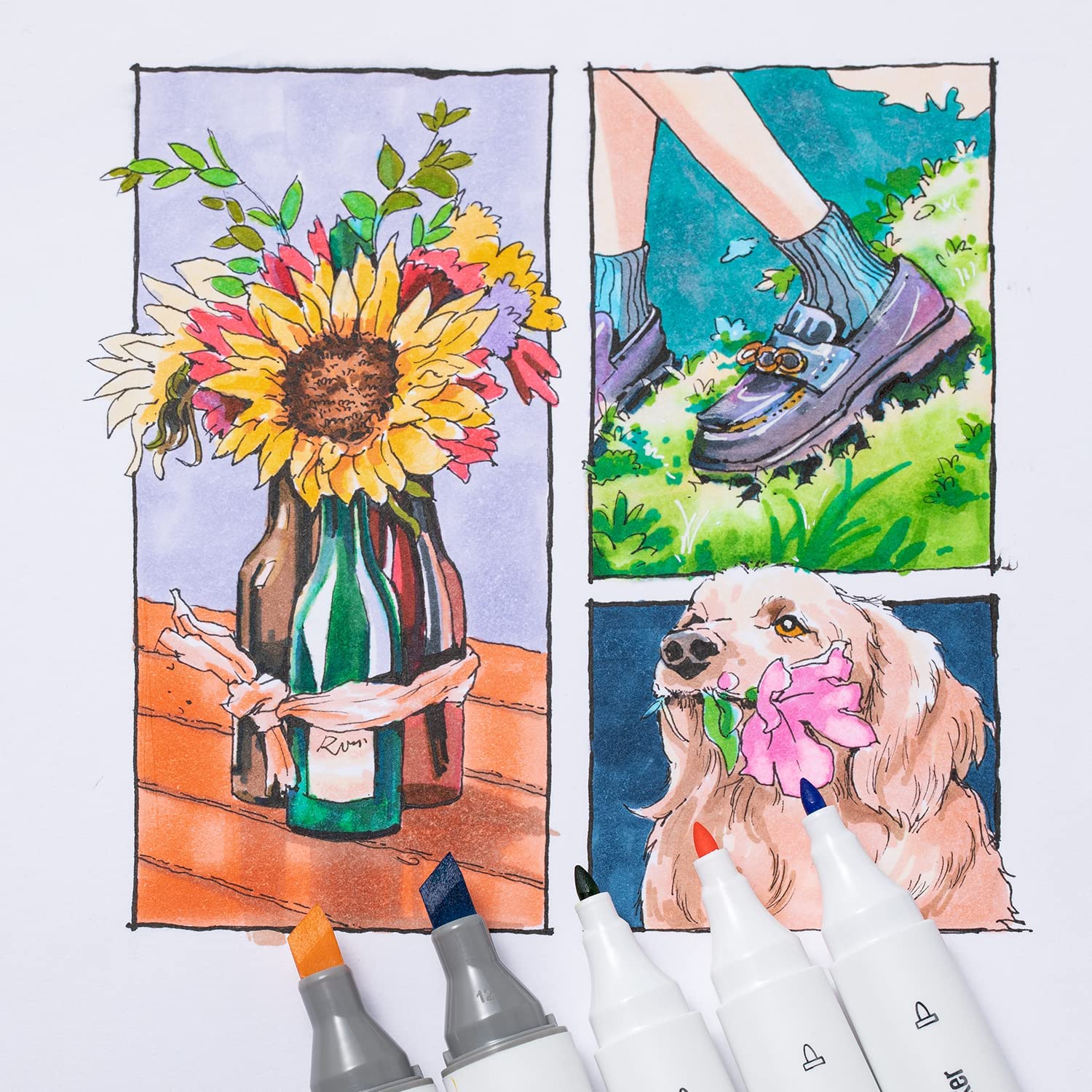 Ohuhu Kaala Art Markers Dual Tip Slim Broad & Fine Alcohol Based 24 Colours - Image 8