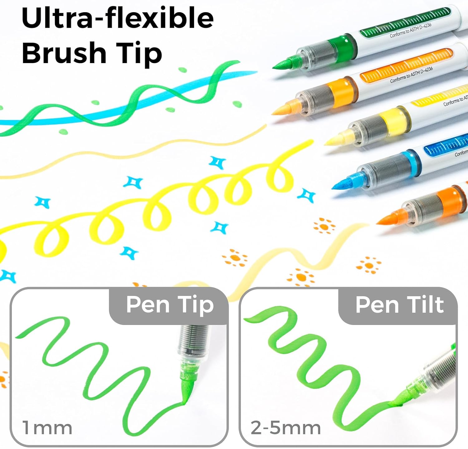 Ohuhu Nahuku Acrylic Paint Pens 24 Colours Brush Tip Waterproof & Lightfast - Image 4