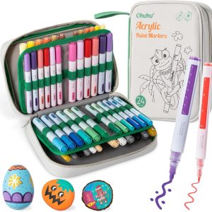Ohuhu Acrylic Paint Markers Fine and Round/Chisel 48 Pack 24 Colours