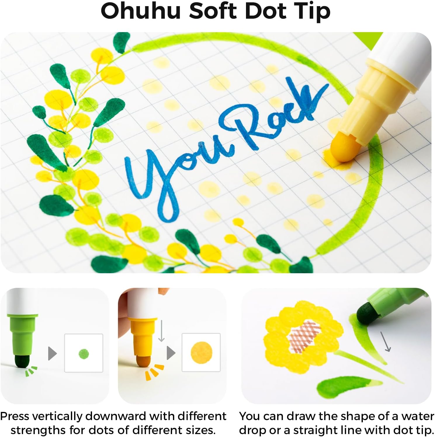 Ohuhu Water Based Metallic and Basic 24 Colours Dual Tip Dot Markers for Kids & Adults - Image 5