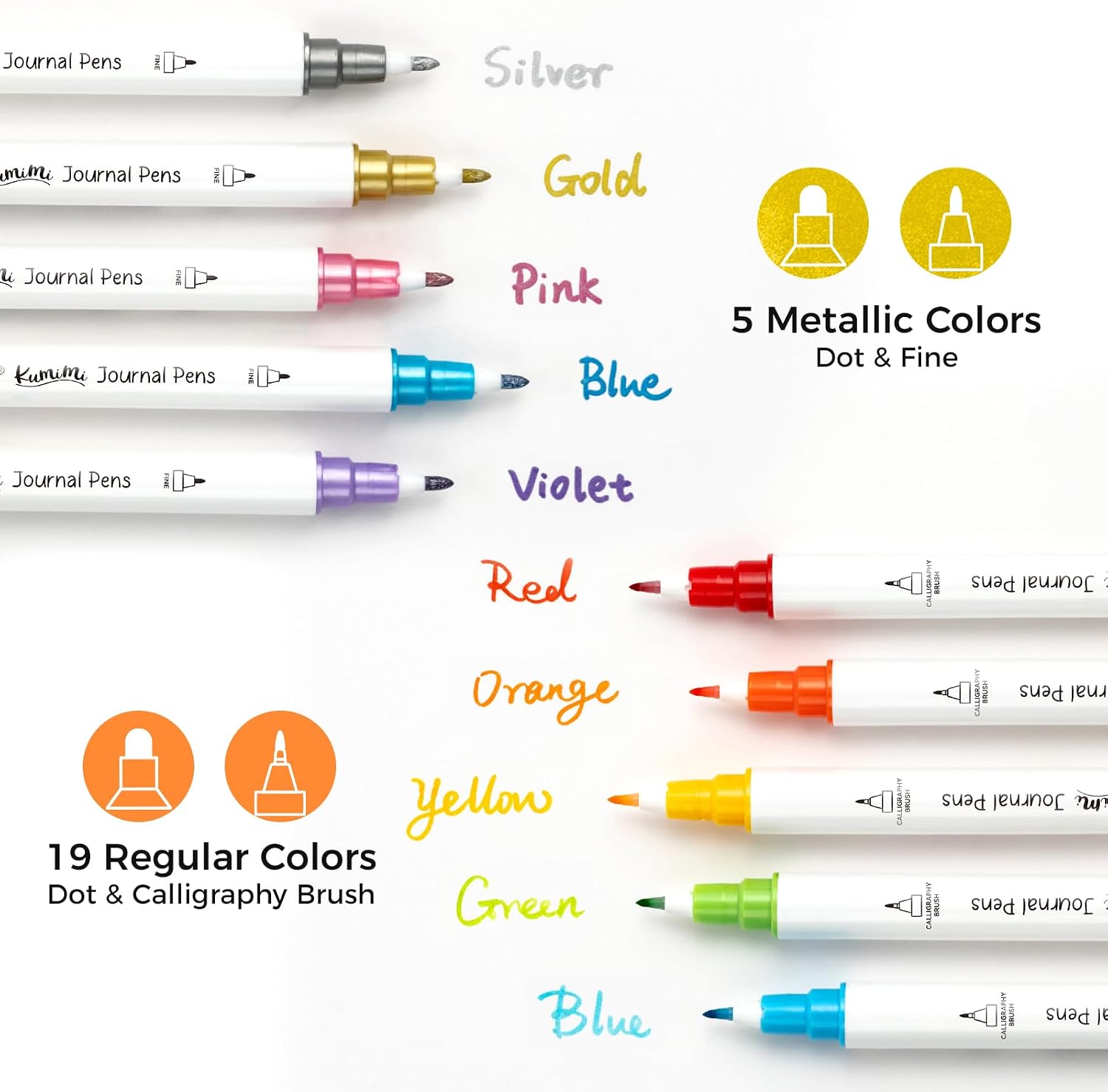 Ohuhu Water Based Metallic and Basic 24 Colours Dual Tip Dot Markers for Kids & Adults - Image 3
